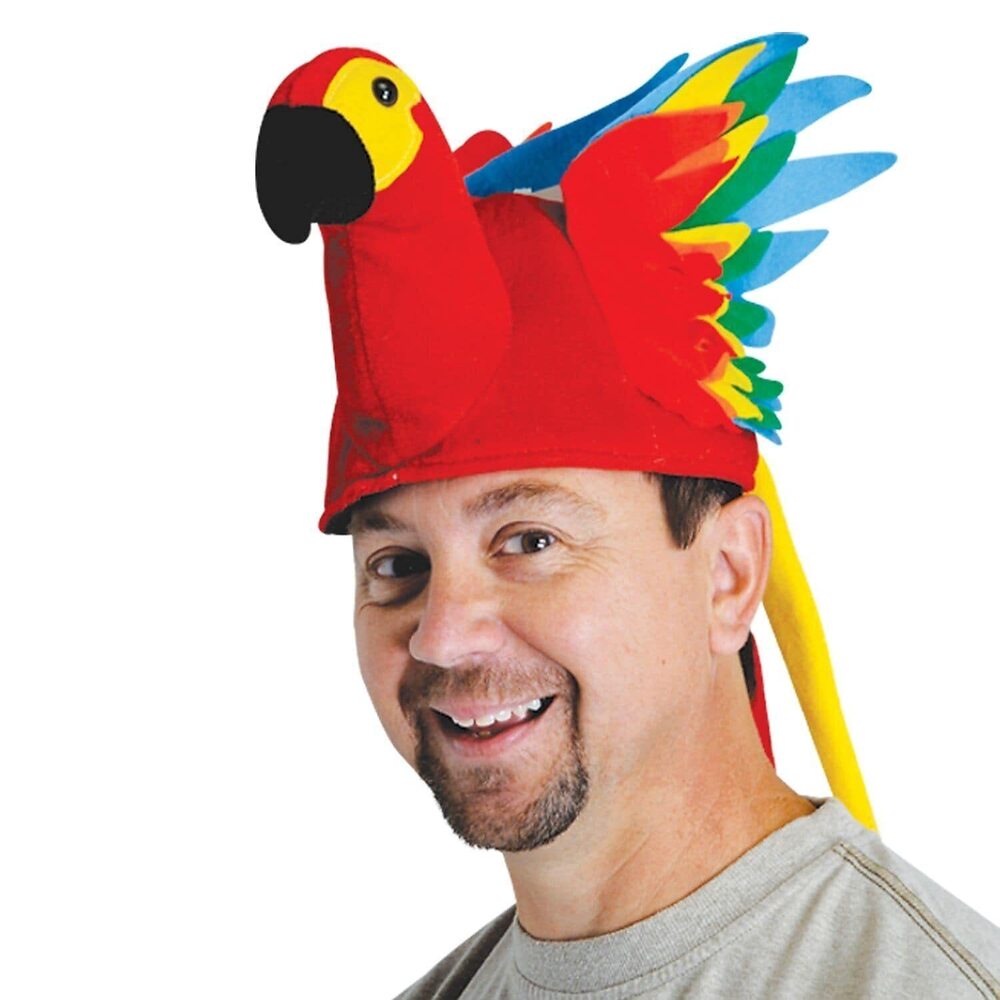 5756 Plush Fabric Novelty Parrot Hat Tropical Hawaiian Costume Luau Party